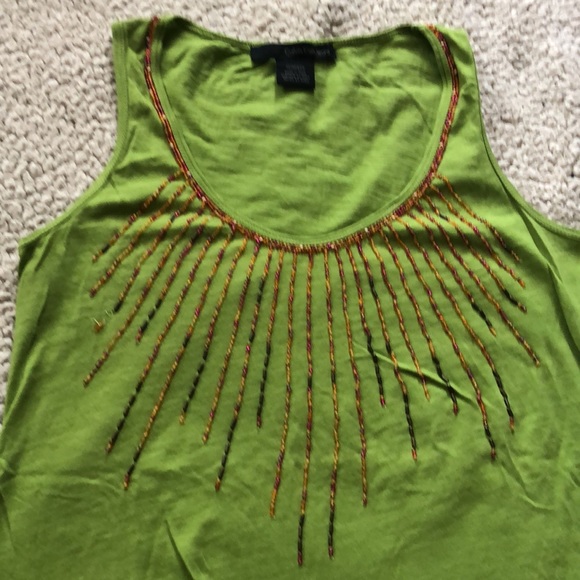Calvin Klein green embroidered tank top - Picture 2 of 2